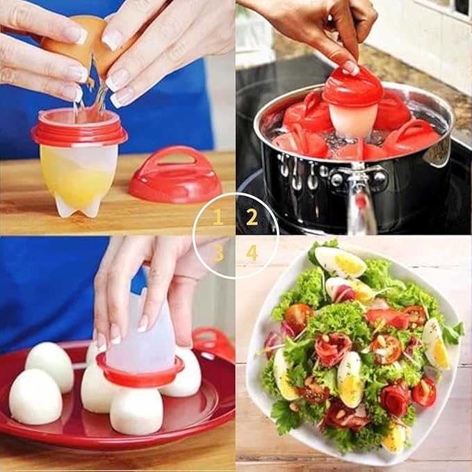 6-Piece Silicone Egg Boiler & Poacher Set