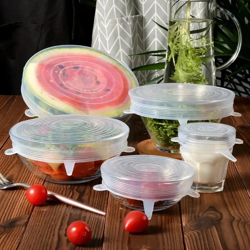 6-Piece Reusable Adjustable Silicone Food Covers